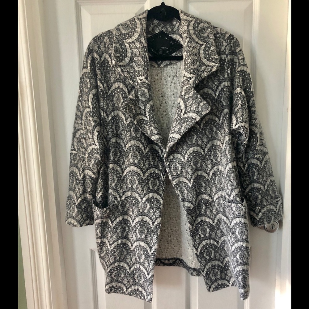 Anthropologie Grey Print Coat